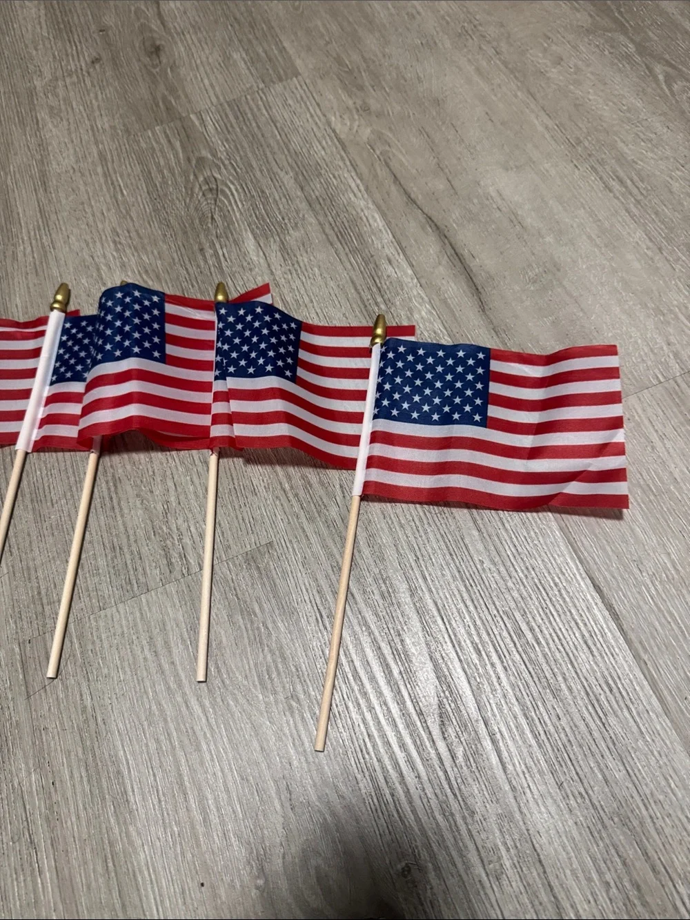 12 Mini American Stick Flags - Red, White & Blue Party Pack